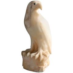 Late 19th Century Carved Alabaster Falcon