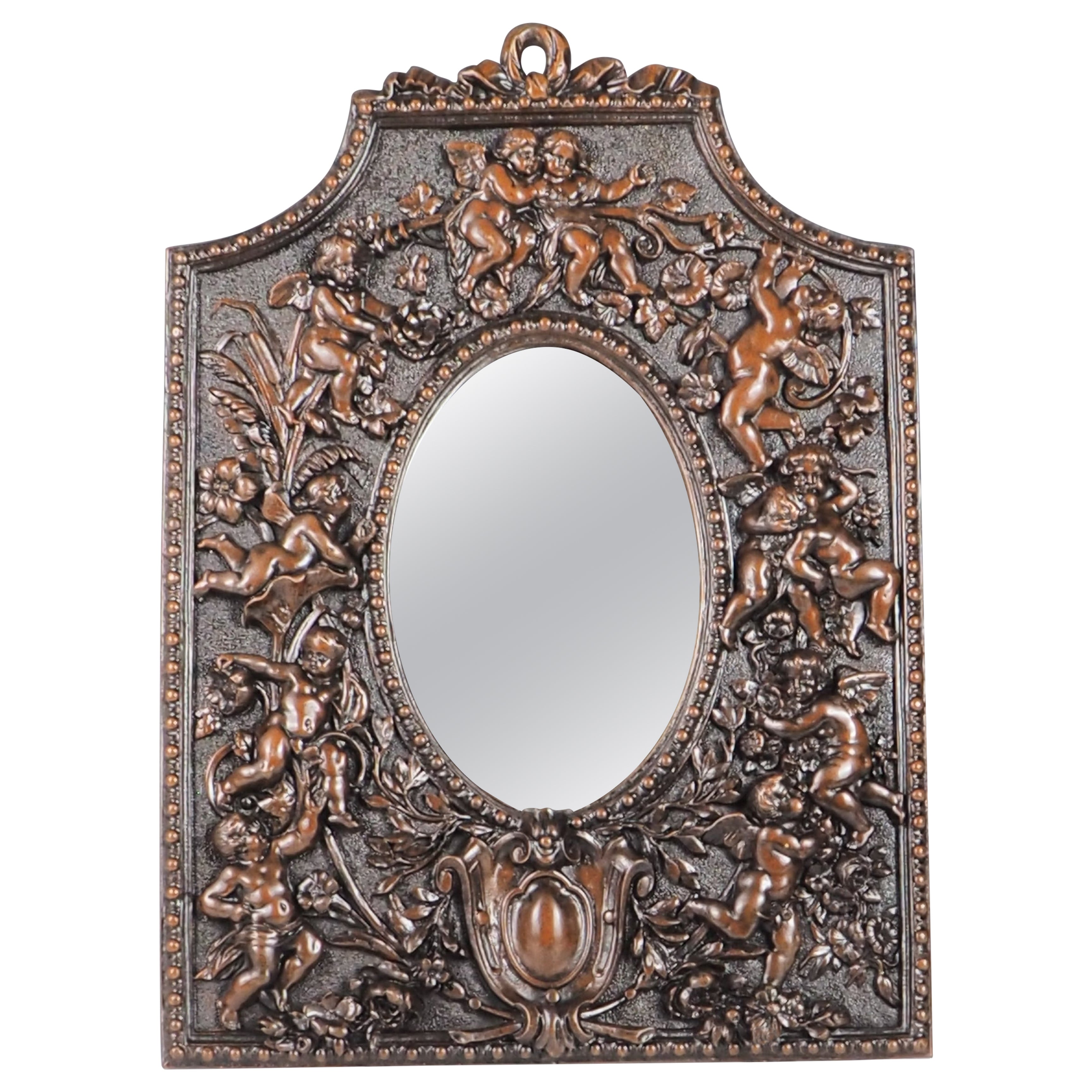 Antique Cherub Copper Wall Mirror