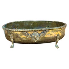 English Country Brass Cachepot or Planter with Paw Feet