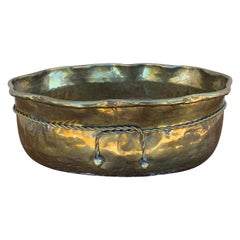 English Country Trompe L'oeil Brass Cachepot or Planter