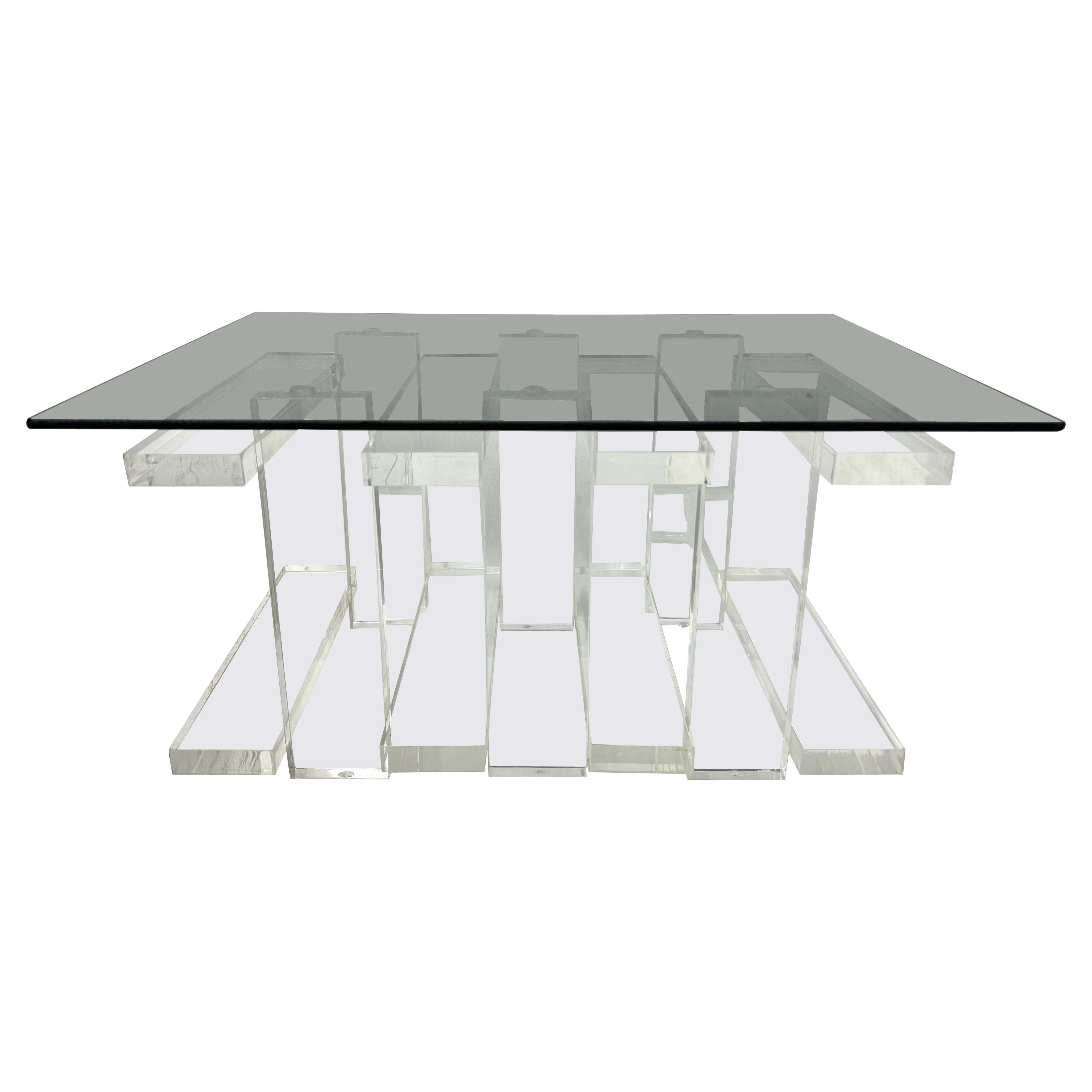 Stacked Lucite and Smoked Glass End Table
