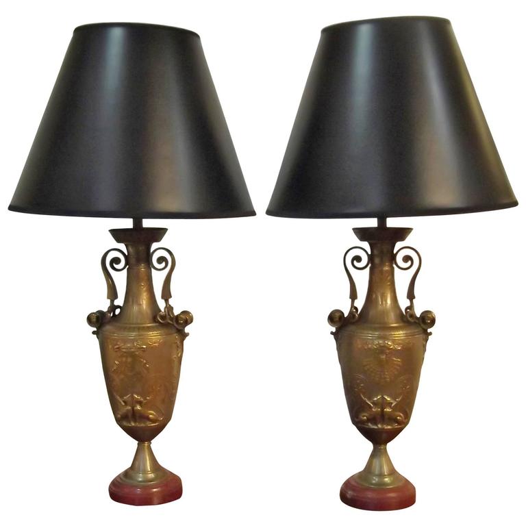 Pair of Cast Bronze Urn Lamps by Maitland Smith For Sale at 1stdibs