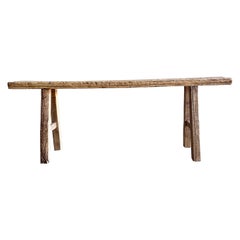 Vintage Elm Wood Skinny Bench