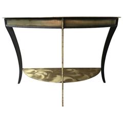 Two-Tier Brushed Metal Demilune Console 10