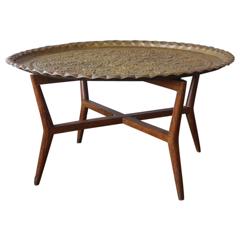 1950er Mid-Century Großer Marokkanischer Tablett Couchtisch