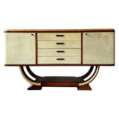 Italienisches Art-Déco-Sideboard aus Pergament und Mahagoni von 1940