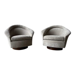 Retro Pair of Adrian Pearsall Swivel Rockers, Newly Upholstered in Velvet, 1970s