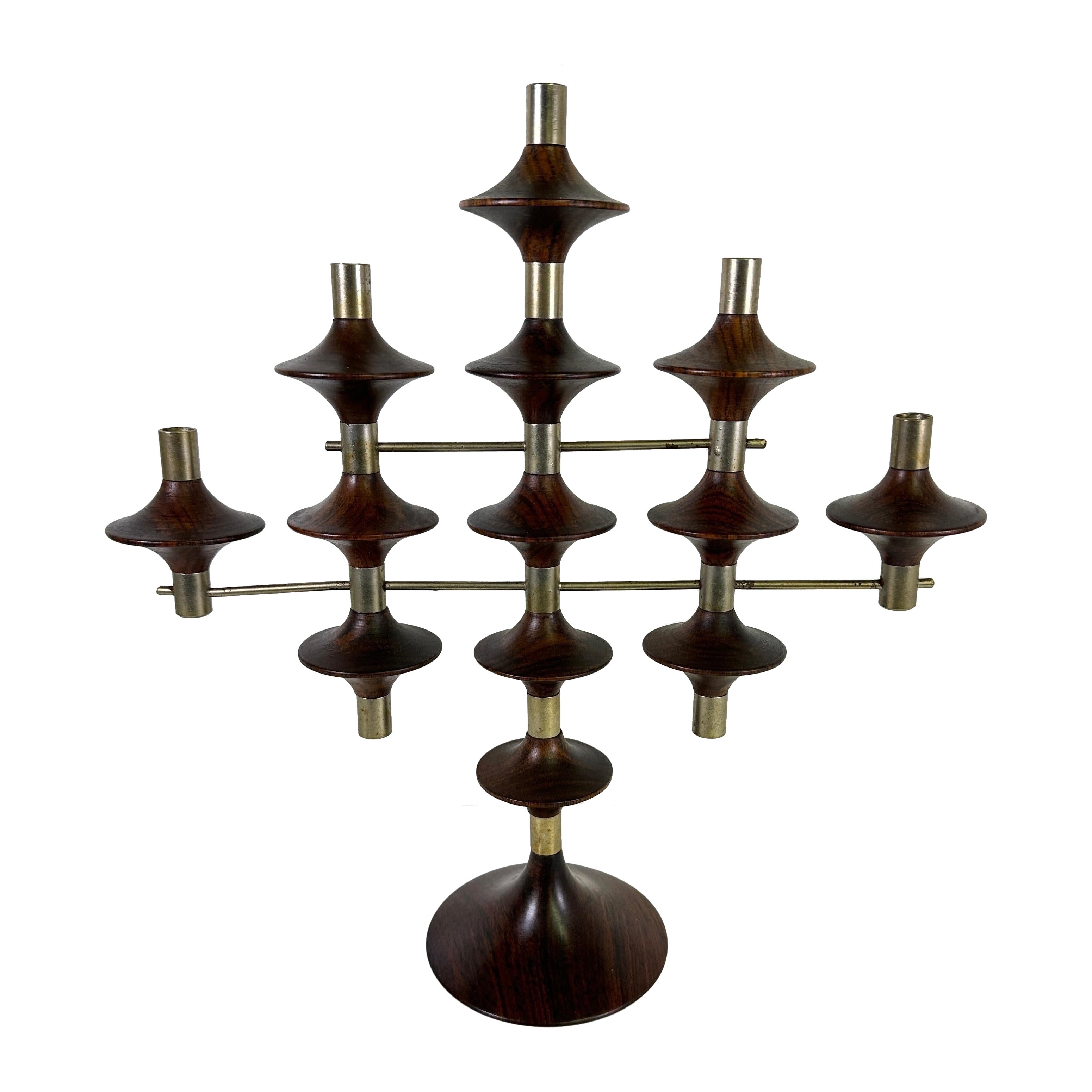 Mid Century Rosenholz-Kerzenständer