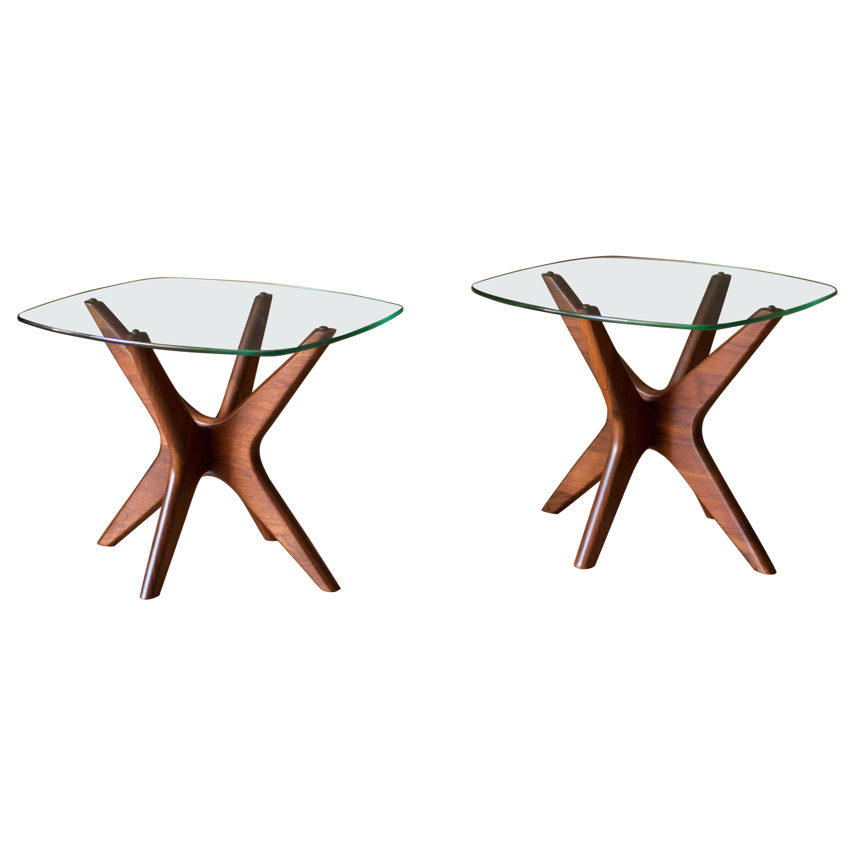 Paar Mid Century Modern Adrian Pearsall Walnuss Jacks End Tables