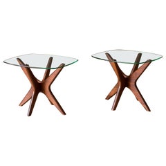 Paar Mid Century Modern Adrian Pearsall Walnuss Jacks End Tables