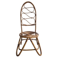 Mid Century Modern High back Bamboo Side Chair, Italy 1960s