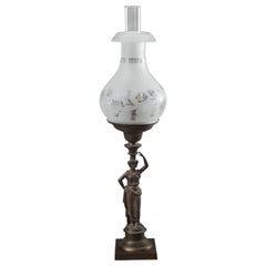 Brass Figural Solar Lamp with Maiden-Form Standard