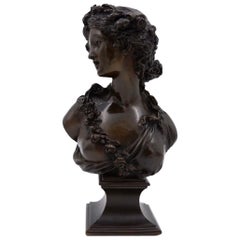 J.C. Marin Bronce "Jeune Femme Couronnée De Fleurs " Siglo XIX