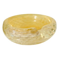 Cenicero o cuenco decorativo de Murano dorado con diseño de burbujas