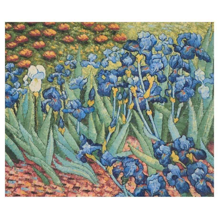 Unknown artist. Oil on canvas. Field of flowers. After "Irises" by V. van Gogh