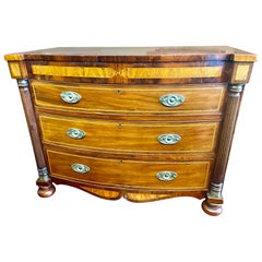 Rare early 19th century American Late Empire inlaid mahogany Bowfront Chest