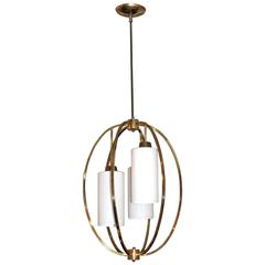 Vintage Mid-20th Century Polished Brass Oval Chandelier