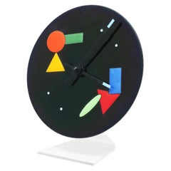 Vintage Postmodern Handmade Enameled Metal and Glass Clock