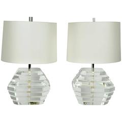 George Bullio Stacked Lucite Lamps 