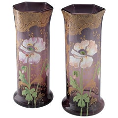 Paire de vases Lamartine émaillés Legras, vers 1895