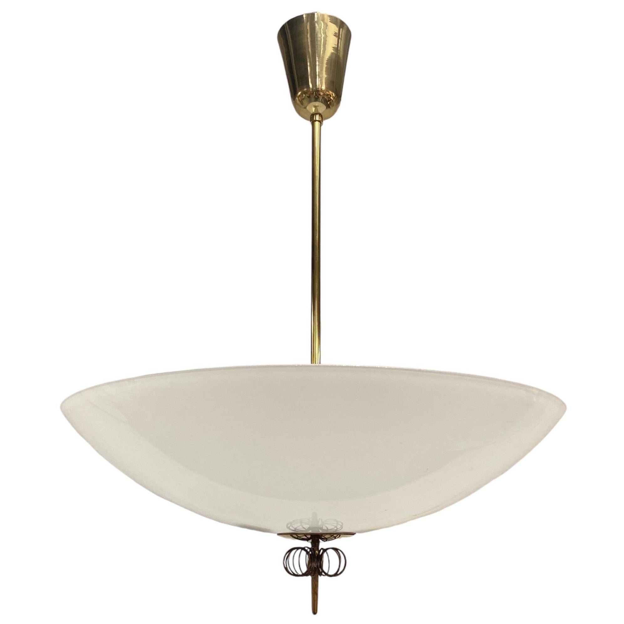 Paavo Tynell Chandelier in Brass & Glass Model no. 1088, Idman 1950s