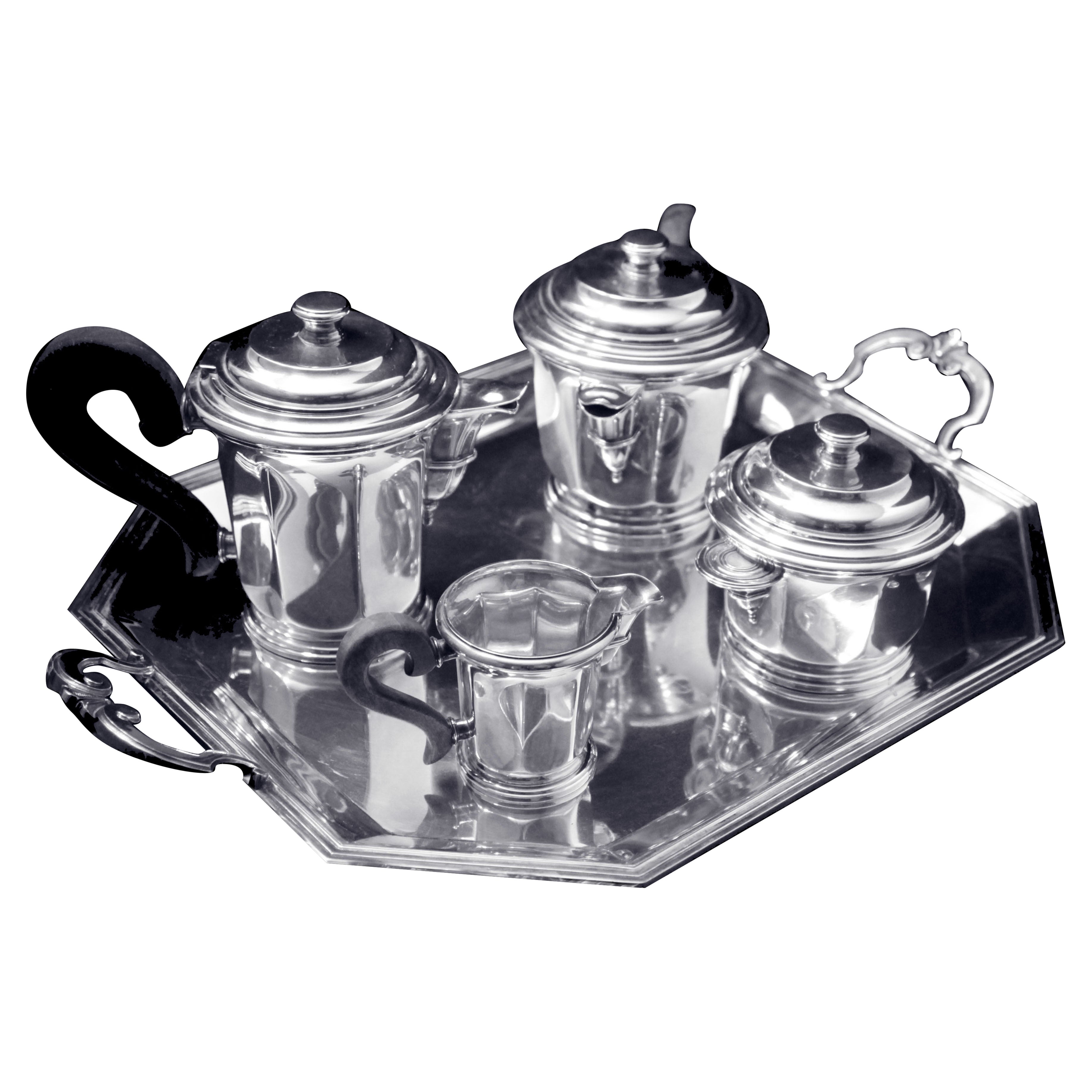 Christofle - 5 piezas ¡Juego de té original francés Art Déco de plata de ley, años 20 !