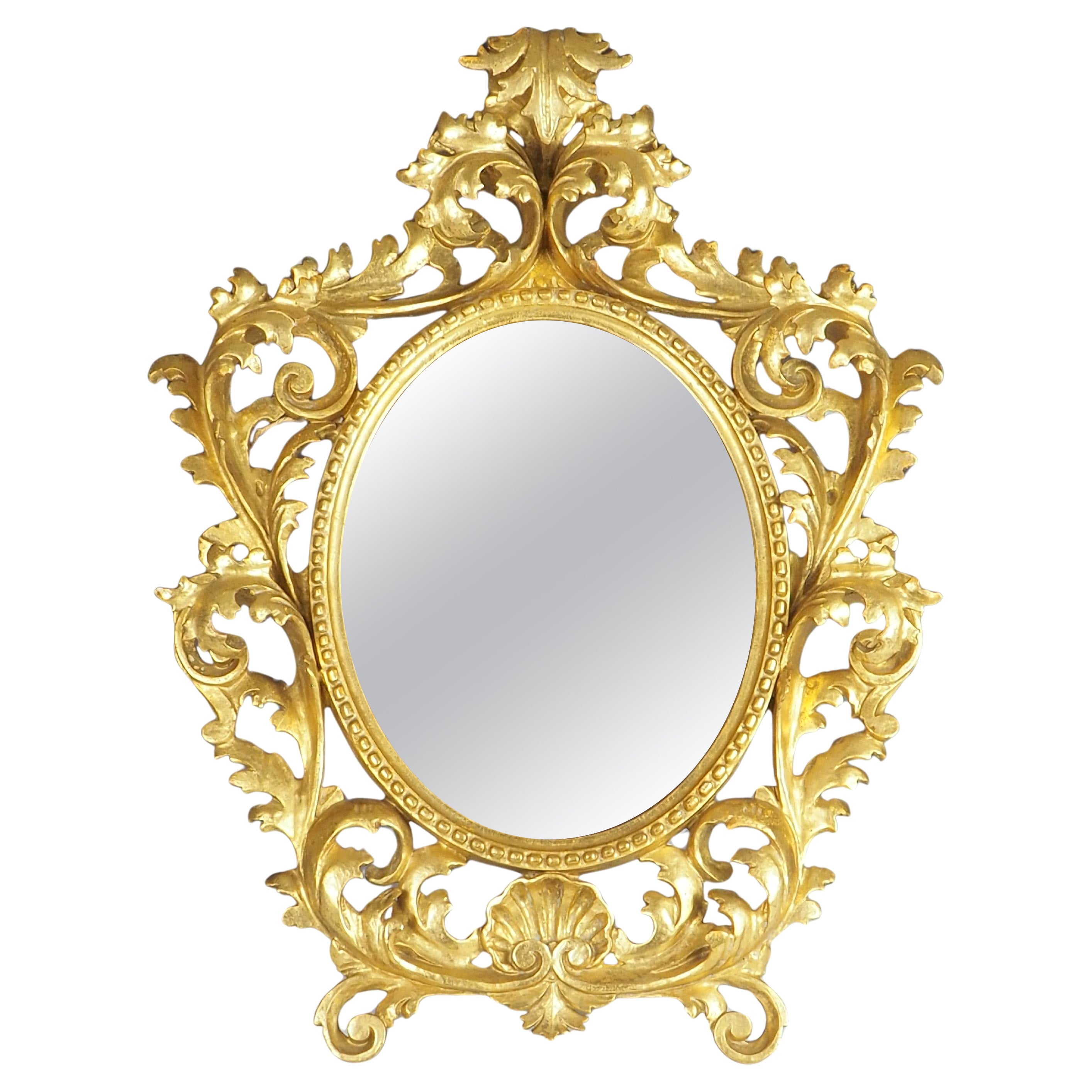 Antique Italian Baroque Carved Giltwood Wall Mirror