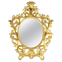 Antique Italian Baroque Carved Giltwood Wall Mirror