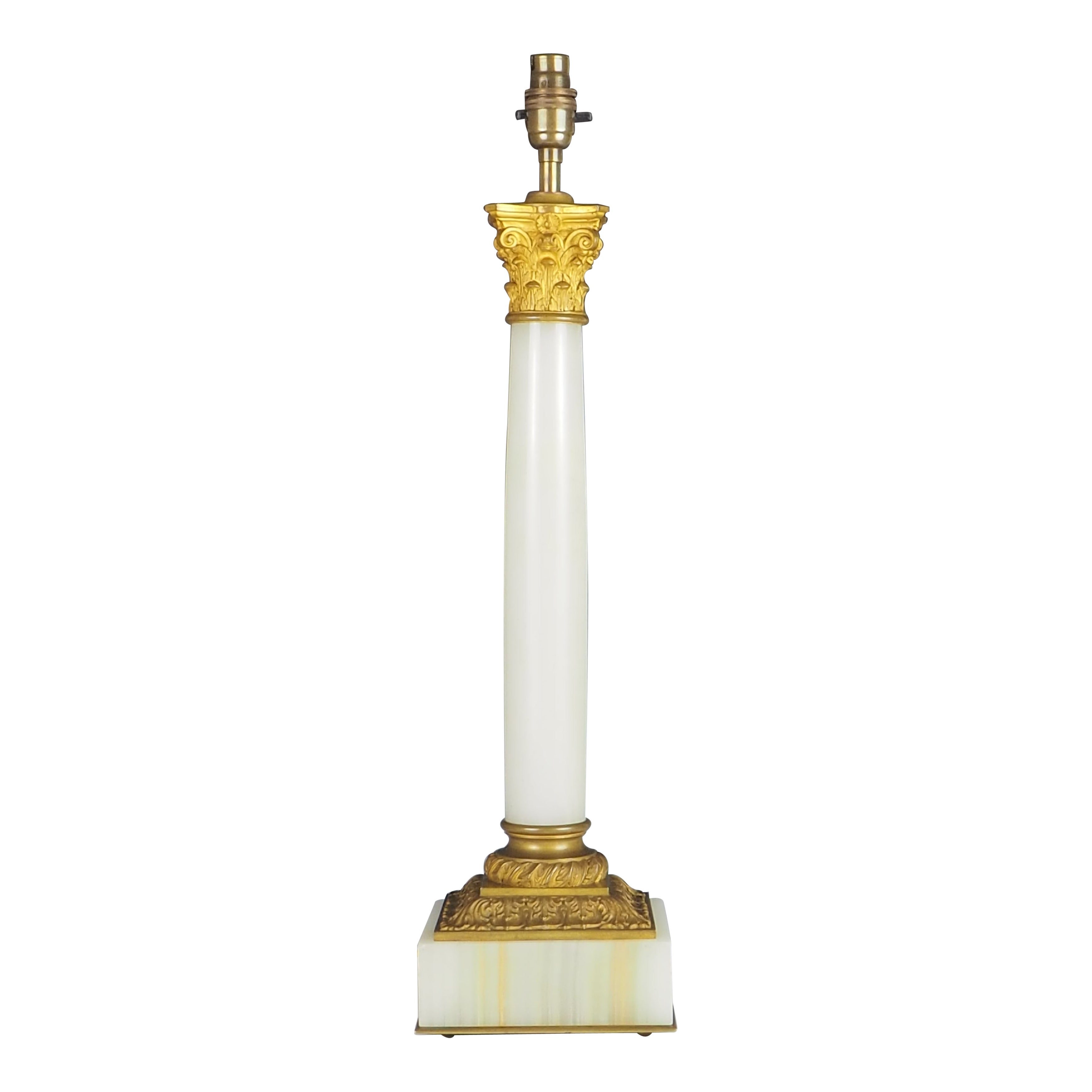 Antique White Marble Corinthian Table Lamp
