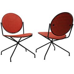 Rare Tony Paul Iron Lounge Chairs, 1950s