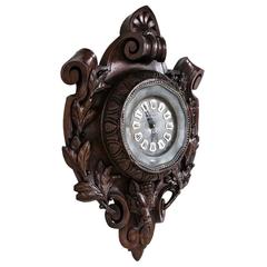 Antique Deeply Carved 19th Century French Black Forest Clock with Wild Boar