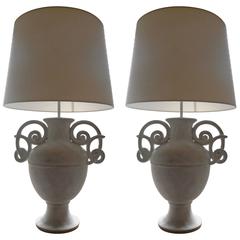 Pair of 1970s Plaster Lamps by Michael Taylor