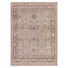 Doris Leslie Blau Authentic Persian Tabriz Brown Tapis de laine fait main