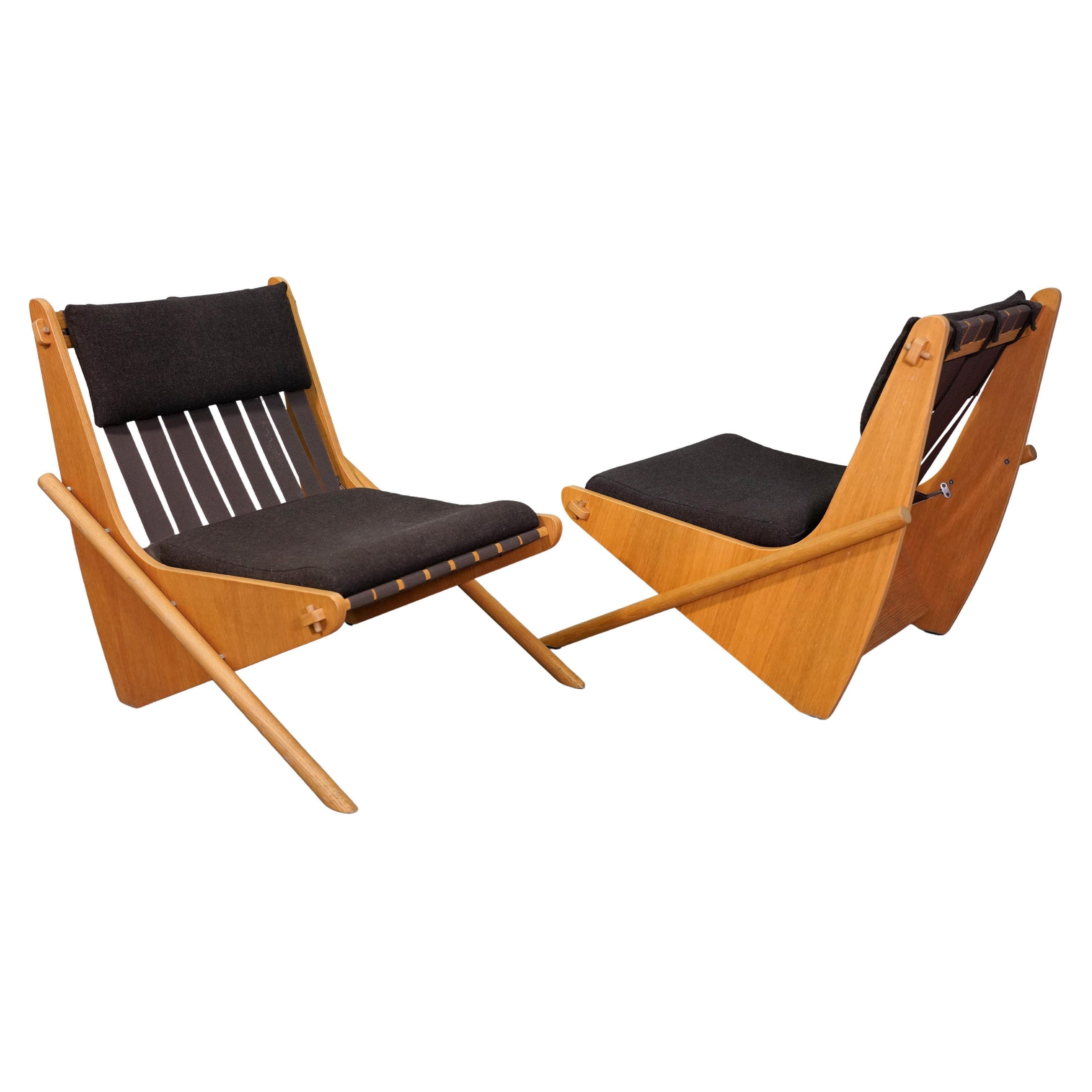 Fauteuils Boomerang en Oak - Paire