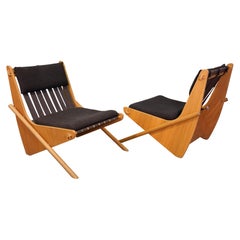Richard Neutra Boomerang Easy Chairs aus Eiche, Paar