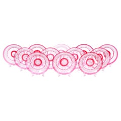 Mid-20th Century French Saint Louis Ruby Cut Crystal Cake Plate Set, Service for