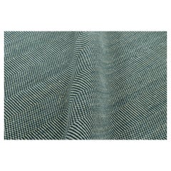 Rug & Kilim's Modern Rug in Blue and Cream, with Stripes and Geometric Patterns (tapis moderne bleu et crème, avec des rayures et des motifs géométriques)