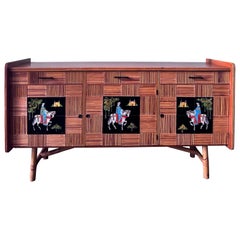 1950s Audoux Et Minet Pencil Reed Sideboard
