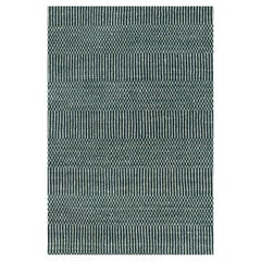 Rug & Kilim’s Modern Rug in Blue and Cream, with Stripes and Geometric Patterns