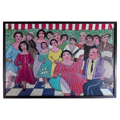 Danseurs joyeux  Peintre autodidacte folkloriste Gloria Laposka, unique