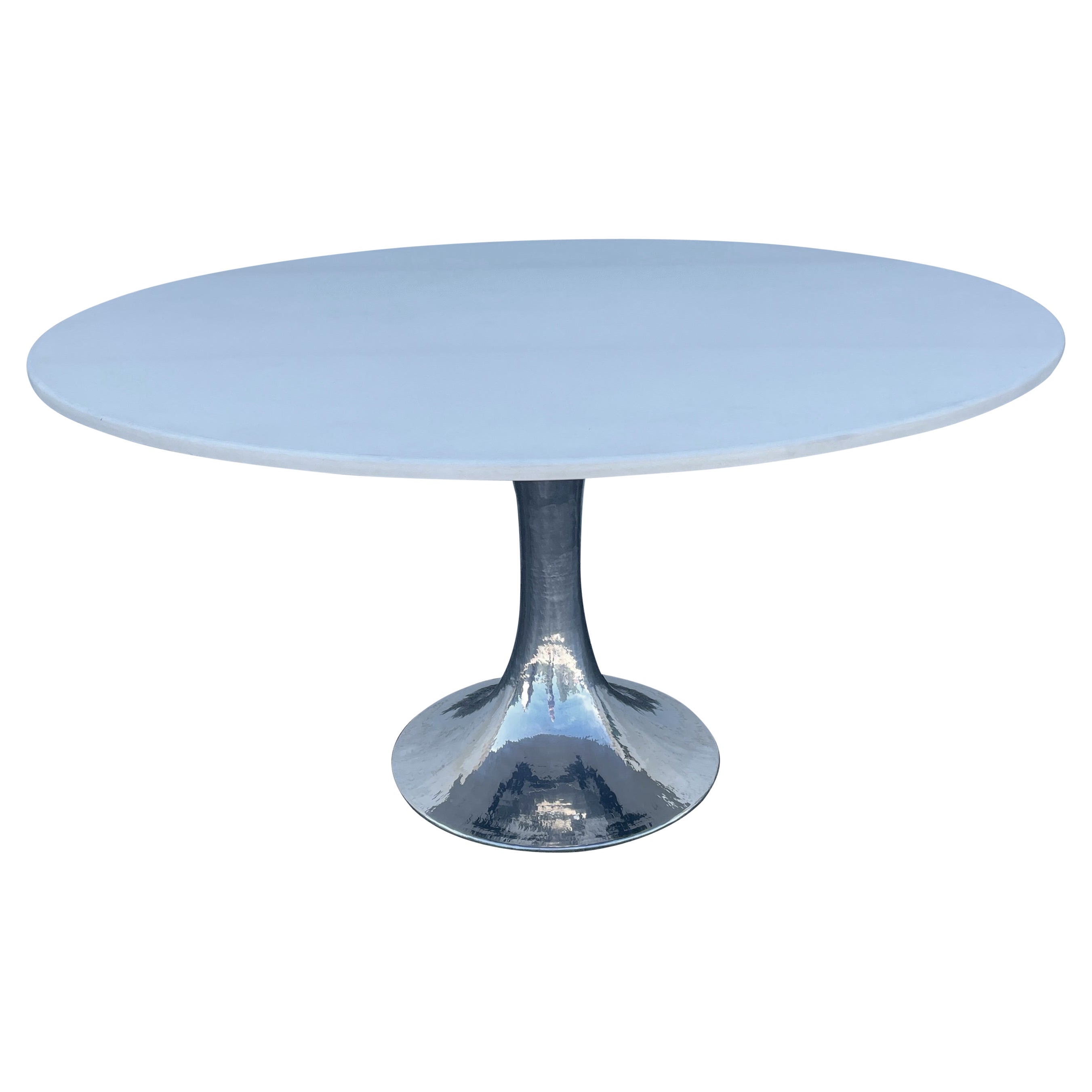 Modern Stainless Steel Dining Table Base with Silestone Top