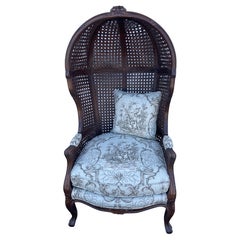 Sedia francese vintage a doppia canna con cappuccio