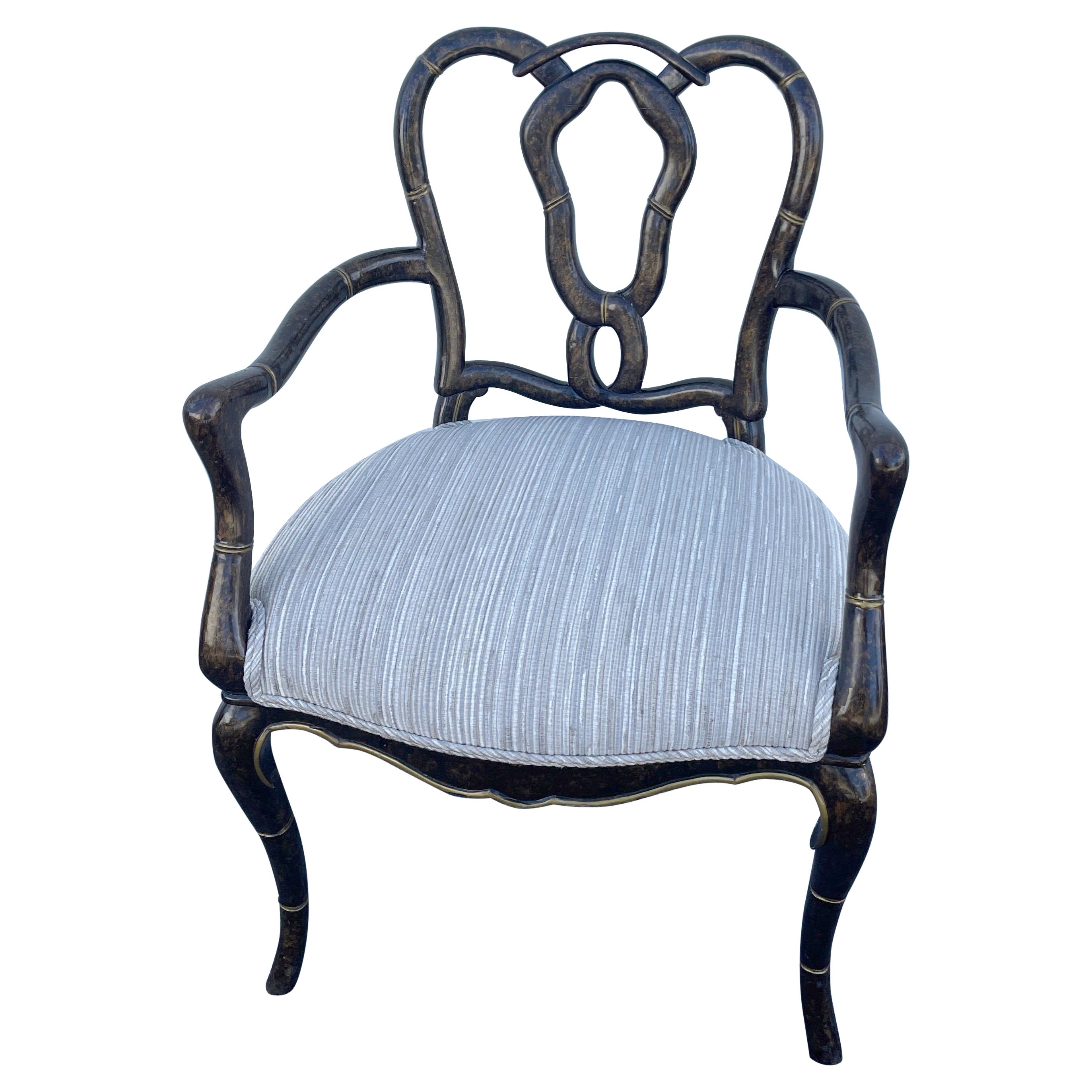 Vintage Faux Painted Tortoise Pretzel Back Armchair For Sale