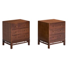 Stratford House, Nightstands, Walnut, Brass, USA, 1950s