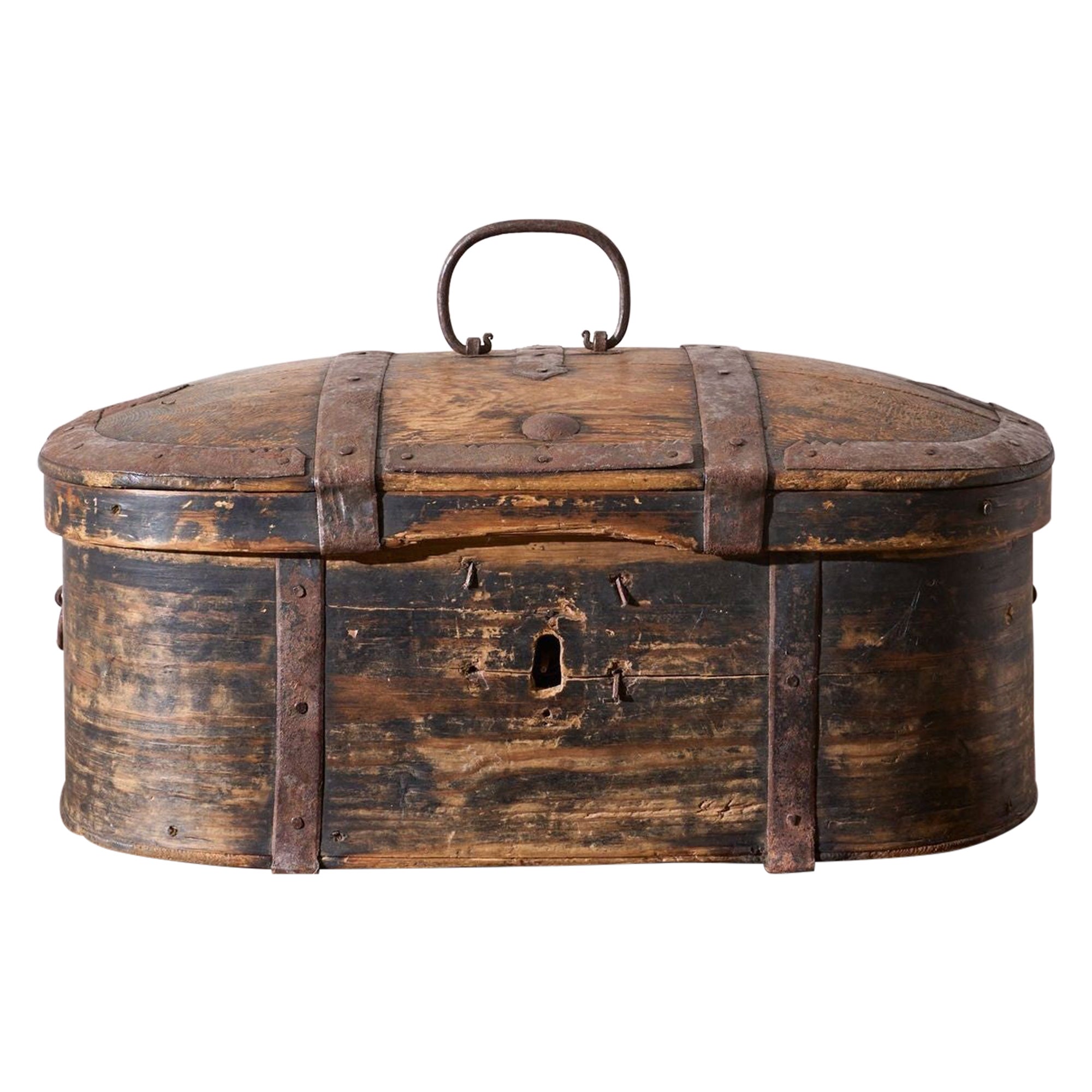 Caja matrimonial de arte popular sueco del siglo XVIII - Patinada