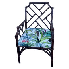 Vintage Chinese Chippendale Bamboo Armchair