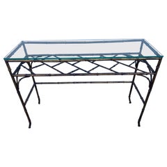 Vintage Italian Gilded Faux Bamboo Metal Console
