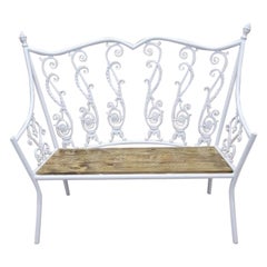 Antique Victorian Style Hand-Forged Wrought Iron Garden Bench