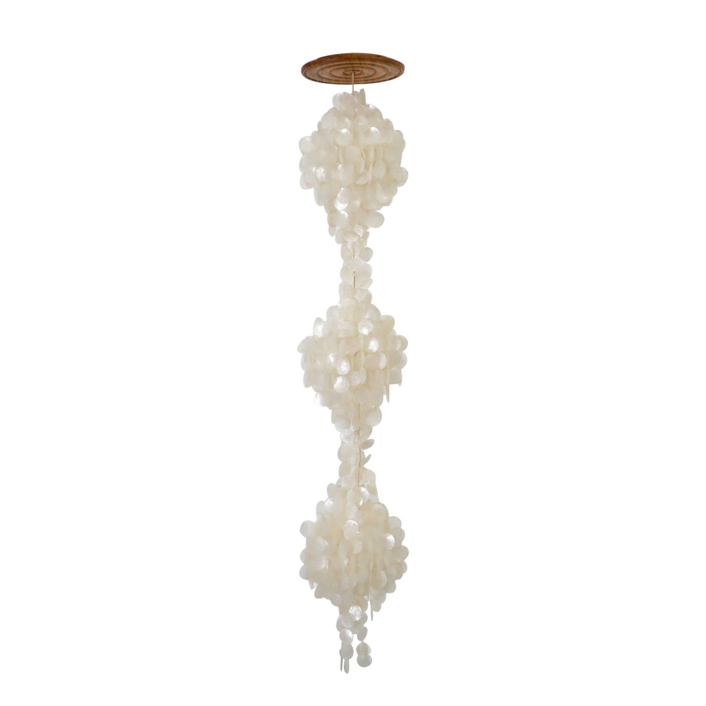 Verner Panton Attributed Mid-Century Multi-Tiered Capiz Chandelier