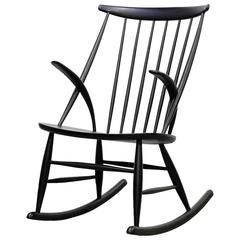 Black Danish Modern Rocking Chair by Illum Wikkelsø, 1950s